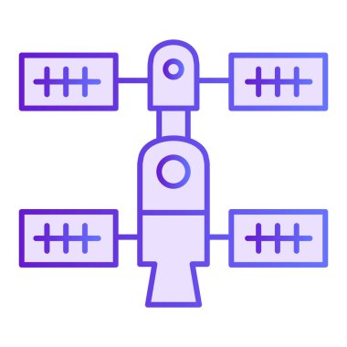 Uzay İstasyonu düz simgesi. Uzay gemisi mor simgeleri modaya uygun düz stil. Uzay teknolojisi gradyan tasarımı, web ve uygulama için tasarlandı. Eps 10.