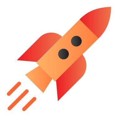 Roket uçuş simgesinde. Renk simgelerini düz moda olarak başlat. Mekik gradyan tasarımı, web ve uygulama için tasarlandı. Eps 10.