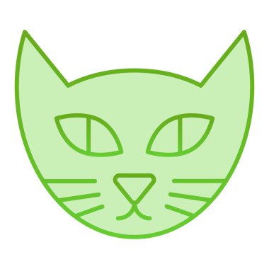 Kedi suratlı düz ikon. Düz moda evcil hayvan yeşil simgeleri. Hayvan gradyan tarzı tasarım, ağ ve uygulama için tasarlanmış. Eps 10.
