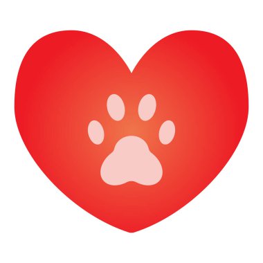 Köpek pençesi düz ikonlu kalp. Kalp ve pati izi renk simgeleri modaya uygun düz stil. Hayvan ayak izleri kalp gradyan stil tasarımında, web ve uygulama için tasarlanmış. Eps 10.