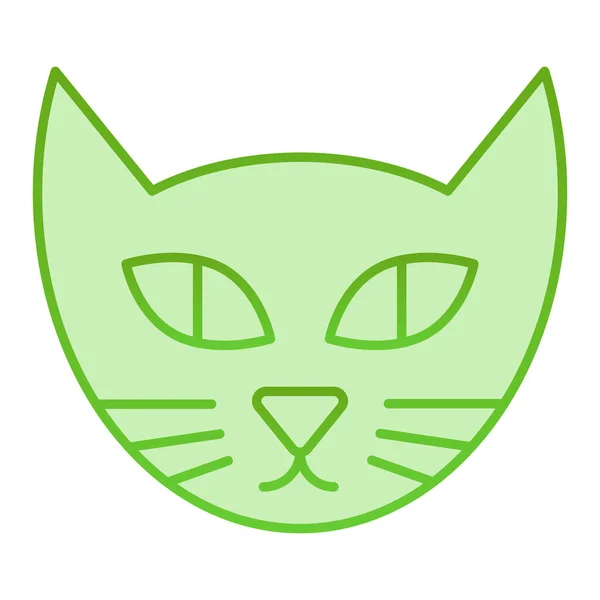 Cara de gato ícone plano. Pet ícones verdes em estilo moderno plana. Animal design estilo gradiente, projetado para web e app. Eps 10 . — Vetor de Stock