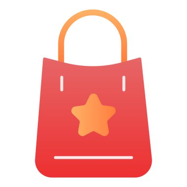 Yıldız düz ikonlu alışveriş torbası. Düz moda pazar torbası renk simgeleri. Alışveriş paketi gradyan tasarımı, web ve uygulama için tasarlandı. Eps 10.