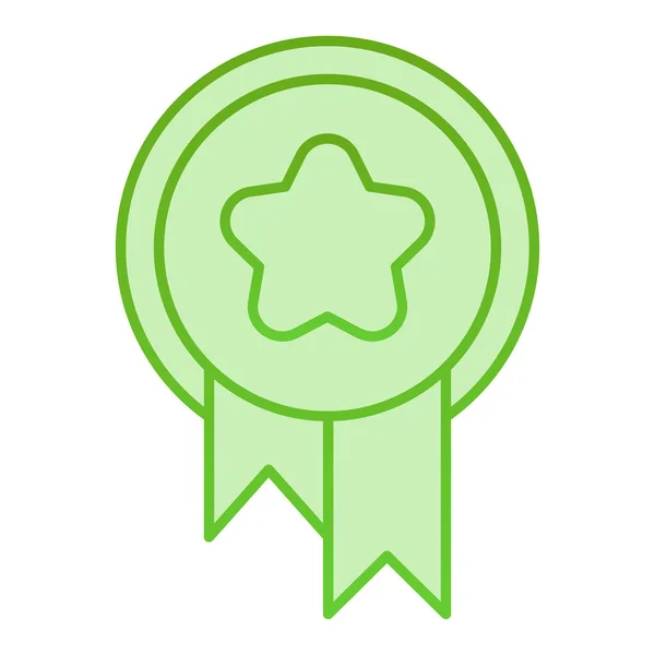 Icona piatto premio. Medaglia con icone verde nastro in stile piatto alla moda. Pet design stile gradiente premio, progettato per il web e app. Eps 10 . — Vettoriale Stock