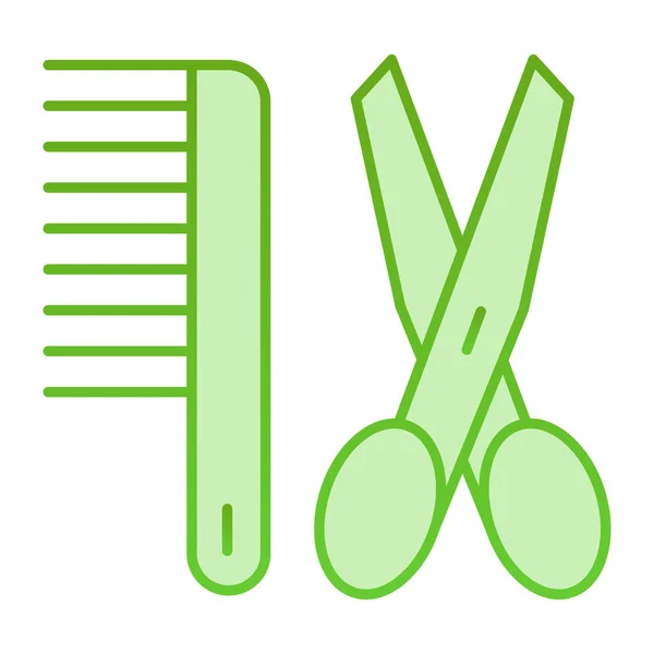 Ícone plano de arrumação. Tesoura e pente ícones verdes em estilo moderno plana. Projeto de estilo gradiente barbeiro, projetado para web e aplicativo. Eps 10 . — Vetor de Stock