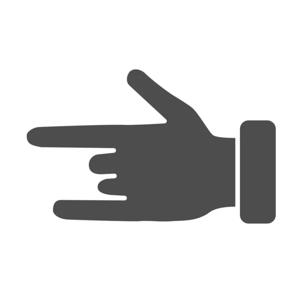 Рука в значку на твердій піктограмі рок-н-ролу, концепція жестів, знак важкого металу на білому тлі, знак значка рогів у стилі гліфів для мобільної концепції та веб-дизайну. Векторна графіка . — стоковий вектор