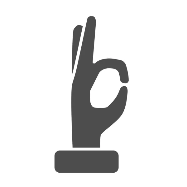 Χειρονομία εντάξει στερεό εικονίδιο, χειρονομίες έννοια, ok σύμβολο χέρι σημάδι σε λευκό φόντο, έγκριση εικονίδιο χέρι σε στυλ glyph για την κινητή έννοια και web design. Διανυσματικά γραφικά. — Διανυσματικό Αρχείο