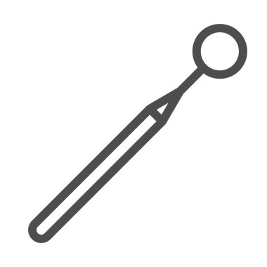 Diş aynası çizgisi ikonu, diş bakımı konsepti, beyaz arka planda diş hekimi için ağız aynası, mobil ve web tasarımı için ana hatlı ayna ikonu. Vektör grafikleri.