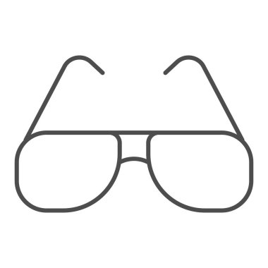 Güneş gözlüğü, ince çizgi ikonu, yaz konsepti, beyaz arka planda güneş gözlüğü işareti, mobil konsept ve web tasarımı için ana hatlı güneş gözlüğü ikonu. Vektör grafikleri.