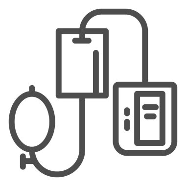 Elektronik tonometre çizgisi ikonu, Heath Care konsepti, beyaz arka planda arteriyel tansiyon kontrol cihazı işareti, mobil web için sphygmomanometre simgesi. Vektör grafikleri.