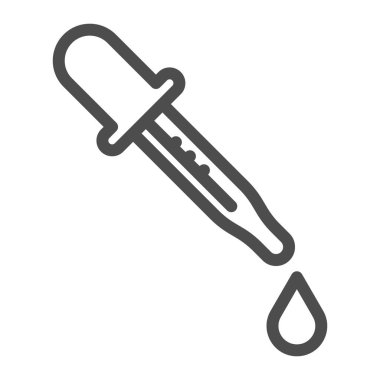 Pipette hattı ikonu, Heath Care konsepti, beyaz arkaplanda damlalık işareti, mobil konsept ve web tasarımı için ana hatlı damlacık ikonu. Vektör grafikleri.