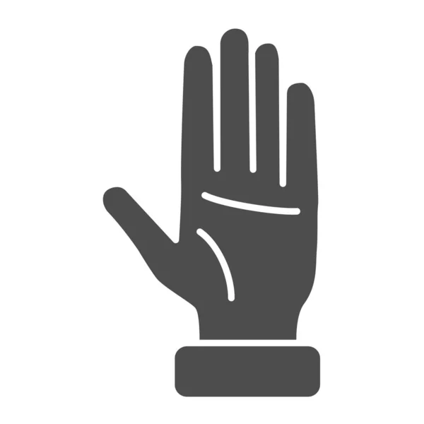 Icono sólido de mano levantada, concepto de gestos, signo de palma abierta sobre fondo blanco, icono de mano en estilo glifo para concepto móvil y diseño web. Gráficos vectoriales . — Vector de stock