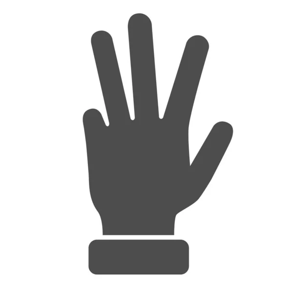 Quattro dita su icona solida, concetto di gesti, segno di conteggio su sfondo bianco, mano mostrando quattro dita icona in stile glifo per il mobile e web design. Grafica vettoriale . — Vettoriale Stock