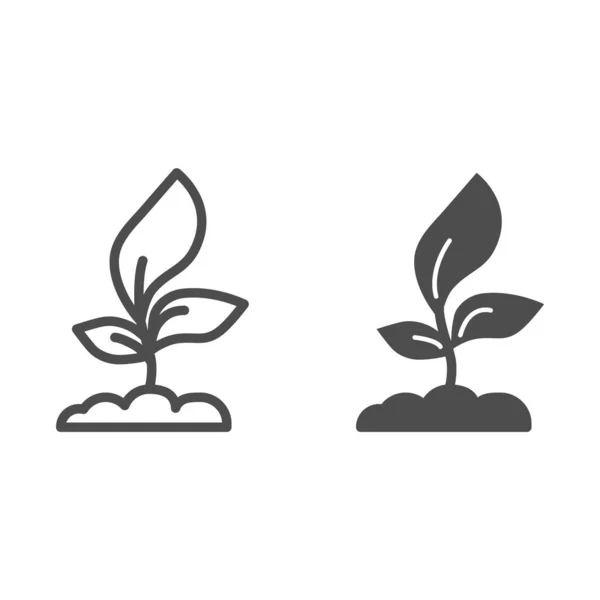 Ung fröplanta med tre blad linje och solid ikon, Jordbrukskoncept, groddar symbol på vit bakgrund, växande växt ikon i kontur stil för mobila koncept och webbdesign. Vektorgrafik. — Stock vektor