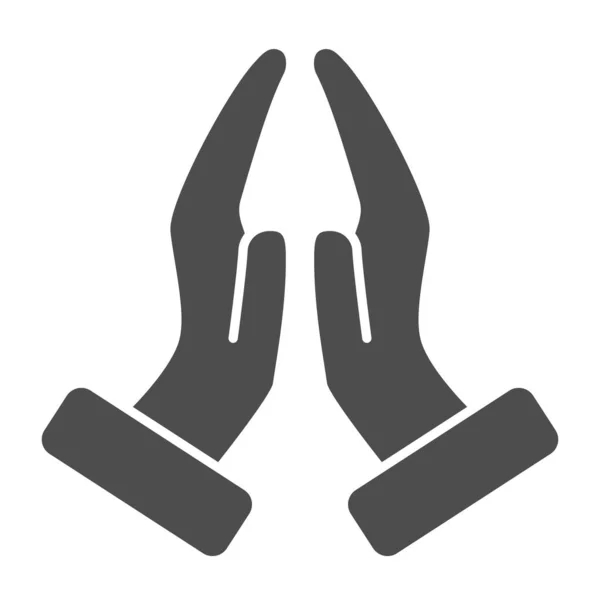 Priez mains geste icône solide, geste concept, mains ensemble dans signe de prière religieuse sur fond blanc, Main mendier icône dans le style glyphe pour concept mobile et web design. Graphique vectoriel . — Image vectorielle