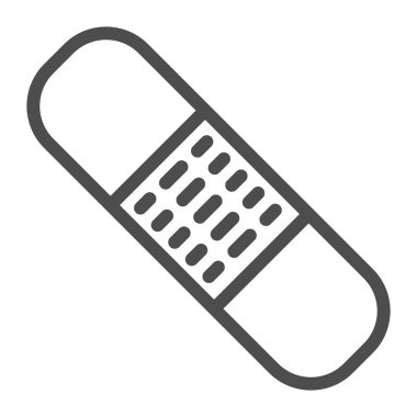 Tıbbi yama çizgisi ikonu, tıp konsepti, beyaz arka planda alçı işareti, mobil konsept ve web tasarımı için ana hatlarda yara bandı ikonu. Vektör grafikleri.