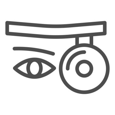 Otorhinolaryngology teşhis çizgisi ikonu, tıp konsepti, beyaz arka planda doktor aynası işareti, mobil ve web tasarımı için ana hatlı ayna ikonu. Vektör grafikleri.