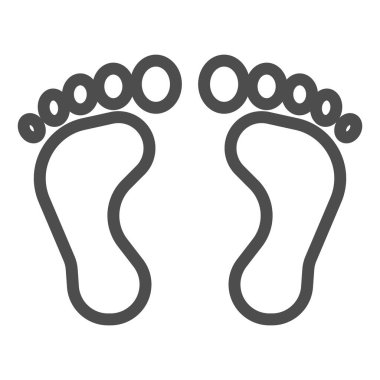 Ayak çizgisi ikonu, insan vücudu konsepti, beyaz arka planda çıplak ayak izi işareti, mobil konsept ve web tasarımı için ana hatlı ayak izi ikonu. Vektör grafikleri.