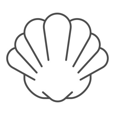 Kabuk ince çizgi simgesi, deniz canlısı kavramı, kabuklu deniz hayvanı kabuğu işareti beyaz arka planda, kabuk kabuğu simgesi mobil konsept ve web tasarımı için ana hatlı. Vektör grafikleri.