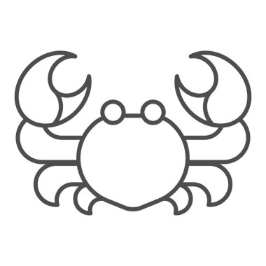 Yengeç çizgisi ikonu, deniz ürünleri konsepti, beyaz arka planda deniz ürünleri tabelası, mobil konsept ve web tasarımı için ana hatlı Yengeç silueti simgesi. Vektör grafikleri.