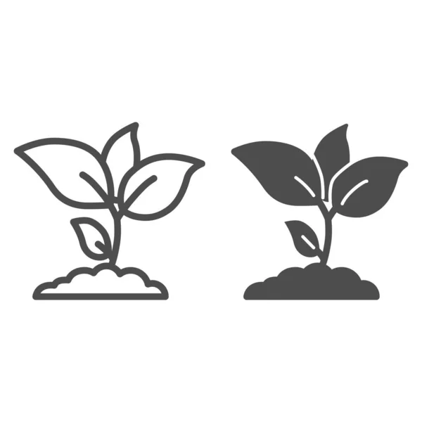 Plant spruiten lijn en solide pictogram, landbouw concept, Jonge groei met bladeren teken op witte achtergrond, zaailing pictogram in outline stijl voor mobiele concept en web design. vectorgrafieken. — Stockvector