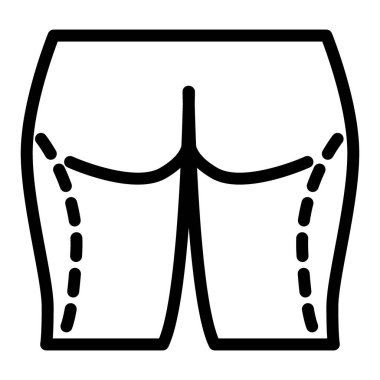 Kalça kaldırma ameliyatı çizgisi ikonu. Kadın kalça vektör illüstrasyonu beyaza izole edilmiş. Kadın vücut liposuction tasarımı, web ve uygulama için tasarlanmış. Eps 10.