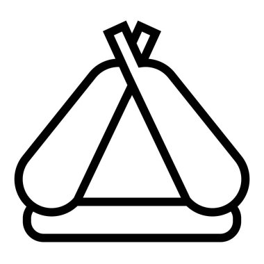 Çadır hattı simgesi. Turist çadırı çizimi beyaza izole edilmiş. Kamp çadırı tasarımı, web ve uygulama için tasarlandı. Eps 10.