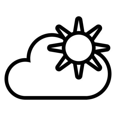 Güneş ve bulut çizgisi ikonu. Hava vektör çizimi beyazda izole edildi. Sunshine tasarımı, web ve uygulama için tasarlandı. Eps 10.