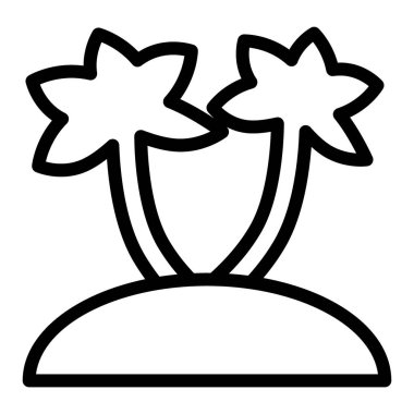 Ada çizgisi ikonunda palmiye ağaçları. Beyazda izole edilmiş tropik plaj vektör çizimi. Ağ ve uygulama için tasarlanmış egzotik ada tasarımı. Eps 10.