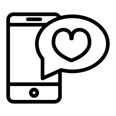 Romantik mesaj hattı simgesi. Beyaz üzerine izole edilmiş kalp vektör illüstrasyonlu akıllı telefon. Aşk mesajı tasarımı, web ve uygulama için tasarlandı. Eps 10.