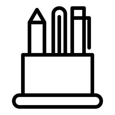 Kalem tutucu satırı simgesi. Kalem kutusu çizimi beyaza izole edildi. Web ve uygulama için tasarlanmış masaüstü düzenleyici tasarımı. Eps 10.