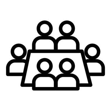 İş görüşmeleri ikonu. Konferans vektör illüstrasyonu beyazda izole edildi. Seminer tasarımı, web ve uygulama için tasarlandı. Eps 10.