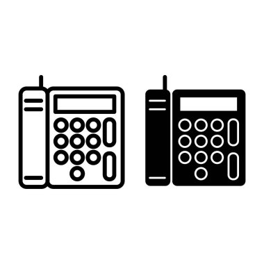 Telefon hattı ve sembol. Beyaz üzerine izole edilmiş vektör illüstrasyonunu ara. Telefon hattı tasarımı, web ve uygulama için tasarlandı. Eps 10.