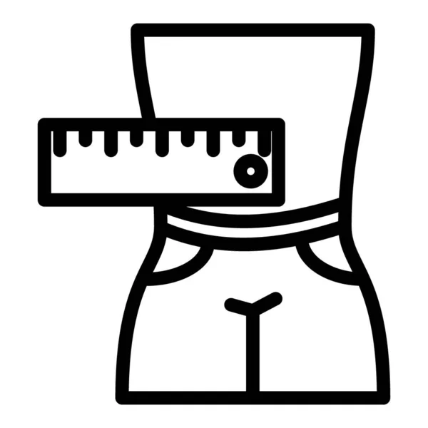線のアイコンを測定するオスの腹筋。白に隔離されたショートベクトルイラストの男。ウェブとアプリのために設計された男性の体とセンチメートルアウトラインスタイルのデザイン。Eps 10. — ストックベクタ