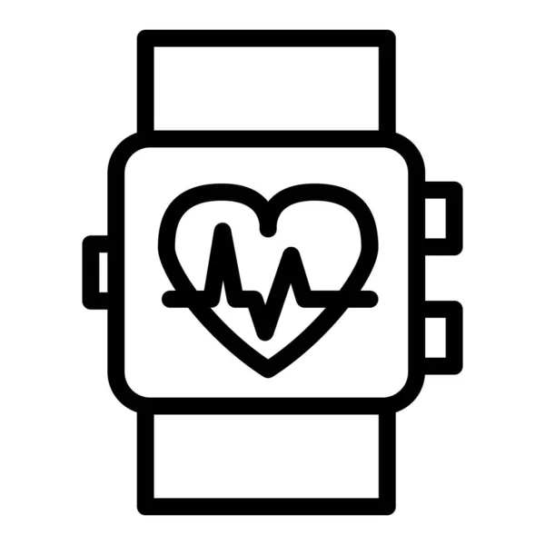 Smart Watch Line Icon. Pulsanzeiger-Vektordarstellung am Handgelenk isoliert auf weiß. Armbanduhr mit Herzzeichen umreißt Stil-Design, entworfen für Web und App. Eps 10. — Stockvektor