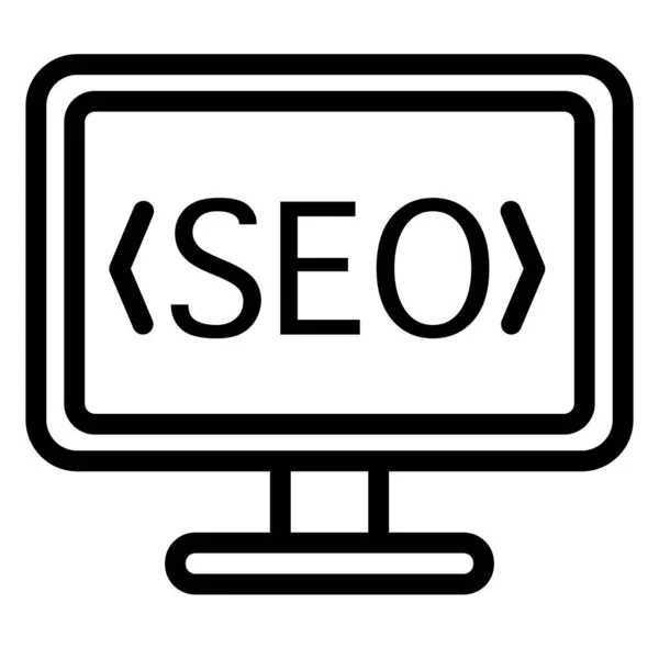 Icona linea monitor SEO. Computer monitor e seo vettoriale illustrazione isolato su bianco. Seo design del profilo del servizio, progettato per web e app. Eps 10 . — Vettoriale Stock