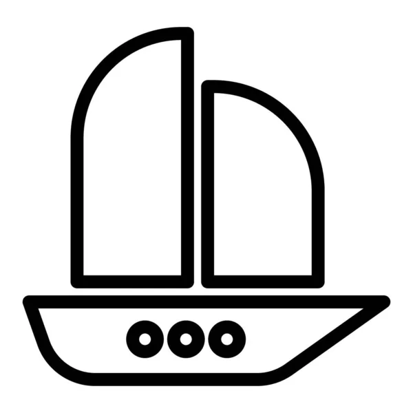 船のアイコン。ボートベクトルイラストは白で隔離。Webやアプリ用に設計されたセーリング船アウトラインスタイルのデザイン、。Eps 10. — ストックベクタ