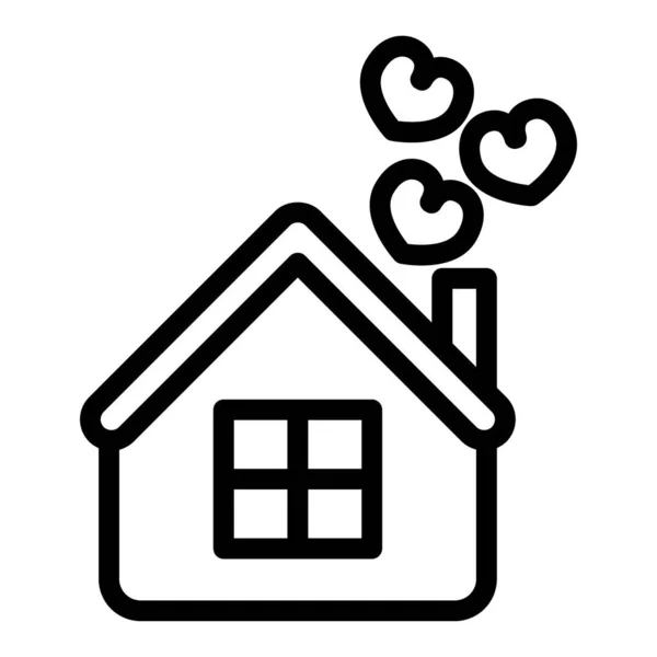 Casa con corazón icono de línea. Ilustración vectorial aislada en blanco. Diseño de estilo de esquema de amor, diseñado para la web y la aplicación. Eps 10 . — Archivo Imágenes Vectoriales