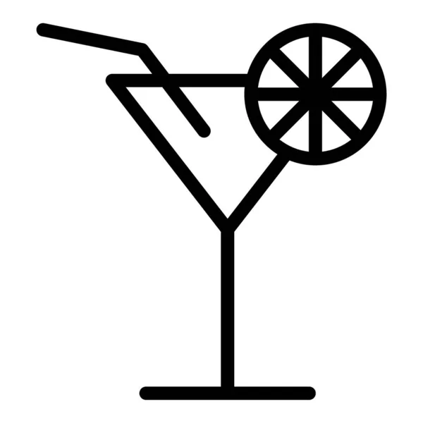 Koktél vonal ikon. Alkoholos ital citromvektoros illusztrációval, fehér alapon elkülönítve. Üveg vázlatos stílus design, web és app. 10. rész. — Stock Vector