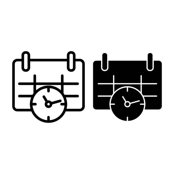 Kalender und Uhrzeiger und Glyphen-Symbol. Datums- und Zeitvektordarstellung auf weiß isoliert. Termindiagramm skizziert Stil-Design, entworfen für Web und App. Eps 10. — Stockvektor