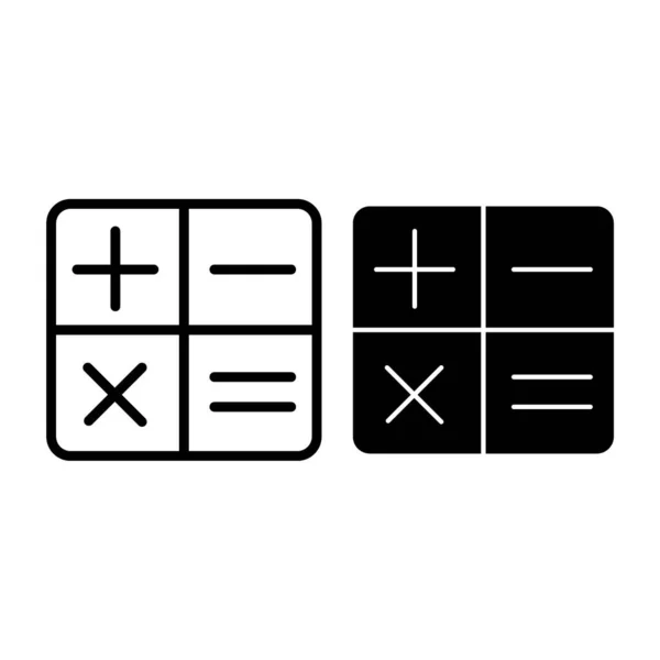 Línea de la calculadora e icono del glifo. Ilustración electrónica vectorial aislada en blanco. Diseño de estilo contable, diseñado para web y app. Eps 10 . — Vector de stock