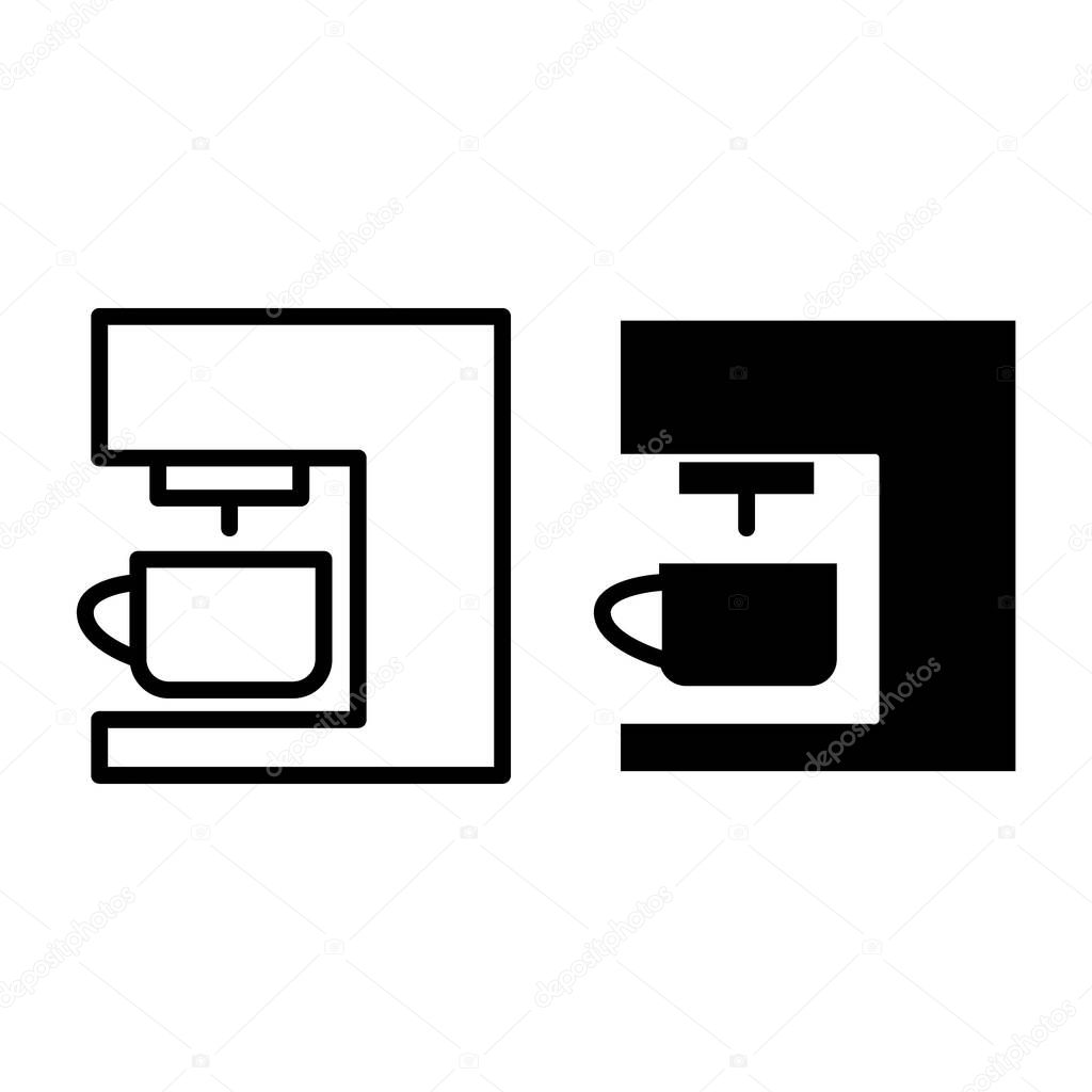 Coffee machine line and glyph icon. Coffee maker vector illustration isolated on white. Household outline style design, designed for web and app. Eps 10.