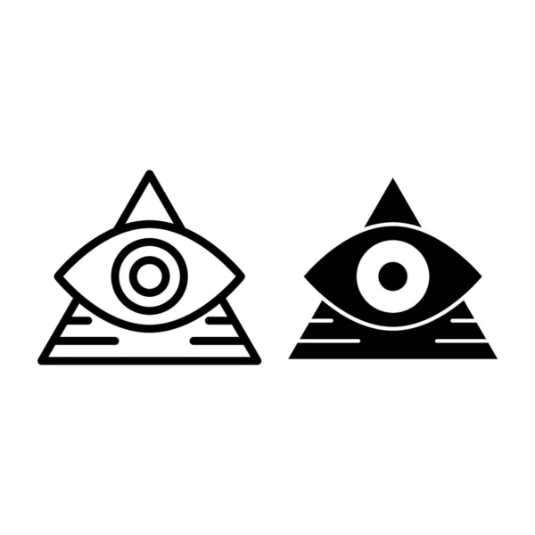 Tout le monde voit la ligne des yeux et l'icône du glyphe. Pyramide avec illustration vectorielle des yeux isolée sur blanc. Conception de style triangle et contour des yeux, conçu pour le web et l'application. Eps 10 . — Image vectorielle