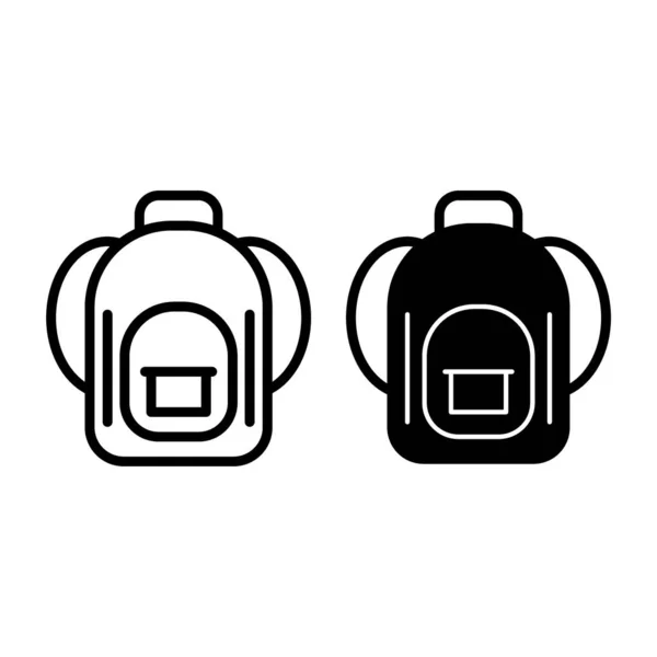 Linha de mochila e ícone de glifo. Ilustração do vetor do saco escolar isolado no branco. Design de estilo de contorno de bagagem, projetado para web e aplicativo. Eps 10 . —  Vetores de Stock