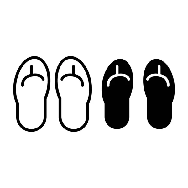 Linha chinelos de praia e ícone de glifo. Flip flops ilustração vetorial isolado em branco. Design de estilo de contorno de calçado, projetado para web e aplicativo. Eps 10 . —  Vetores de Stock