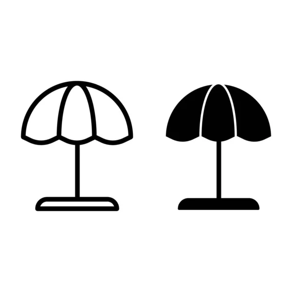 Plážový deštník a ikona glyfu. Vektorová ilustrace slunečníku izolovaná na bílém. Návrh osnovy prázdninových karet, navržený pro web a aplikaci. Eps 10. — Stockový vektor