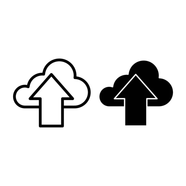 Télécharger en ligne nuage et icône de glyphe. Nuage avec flèche signe vectoriel illustration isolée sur blanc. Conception de style de contour de données, conçu pour le web et l'application. Eps 10 . — Image vectorielle