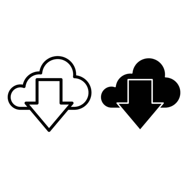 Herunterladen von cloud line und glyph icon. Wolken- und Pfeilvektordarstellung isoliert auf weiß. Herunterladen von Umrissen Stil Design, für Web und App konzipiert. Eps 10. — Stockvektor