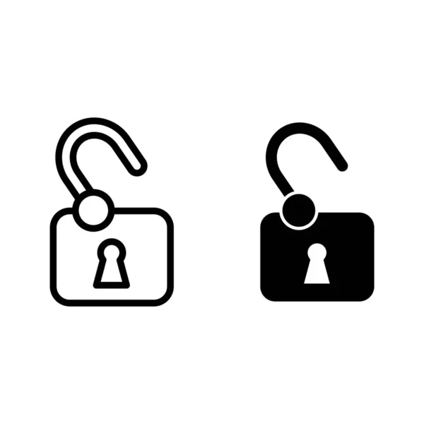 Opened lock line and glyph icon. Padlock vector illustration isolated on white. Safety outline style design, designed for web and app. Eps 10. — Stock Vector