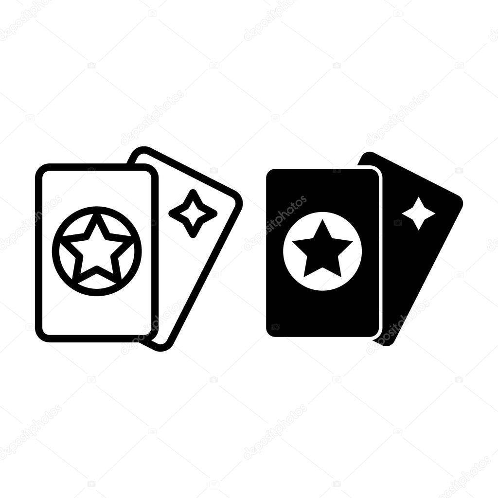 Tarot cards line and glyph icon. Magic vector illustration isolated on white. Astrology outline style design, designed for web and app. Eps 10
