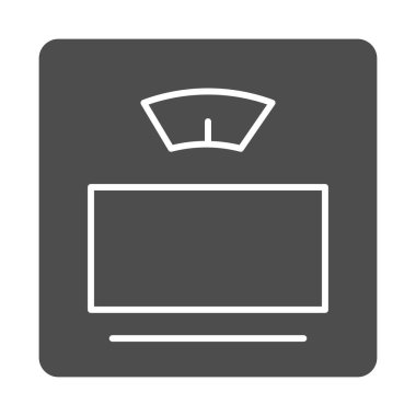 Katı simge ölçeklendirir, ölçüm cihazları konsepti, beyaz arka planda banyo dijital ölçek işareti, mobil konsept ve web tasarımı için ev ölçeklendirme simgesi simgesi. Vektör grafikleri.